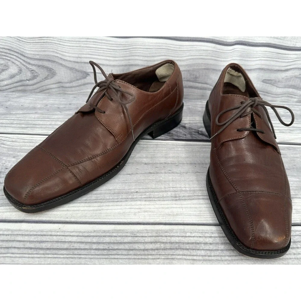 JOHNSTON & MURPHY OXFORD DRESS SHOES Men's Size 11.5 M‎ BROWN LEATHER